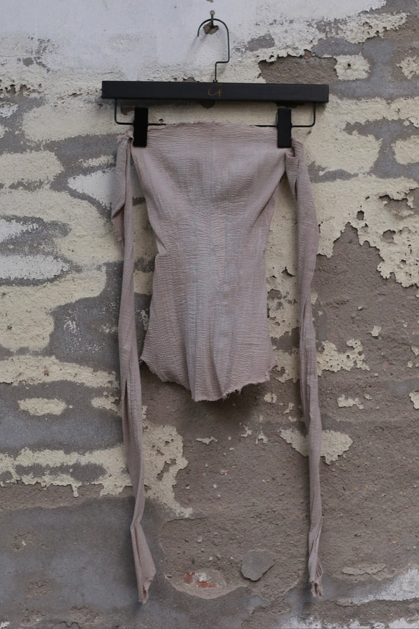 Marc Le Bihan 26916 Flat Shoulder Stretch Bottoming Tube Top T-Shirt Handmade in France MLB-26916-GRIS BEIGE